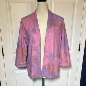 Vintage Stuart Barry Pink Tie-Dyed Lightweight Open Front Jacket Size 6